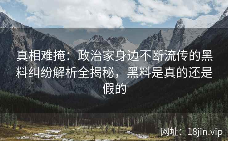 真相难掩：政治家身边不断流传的黑料纠纷解析全揭秘，黑料是真的还是假的
