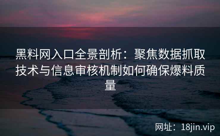 黑料网入口全景剖析：聚焦数据抓取技术与信息审核机制如何确保爆料质量
