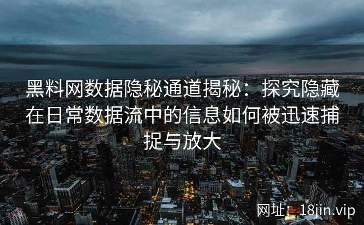 黑料网数据隐秘通道揭秘：探究隐藏在日常数据流中的信息如何被迅速捕捉与放大