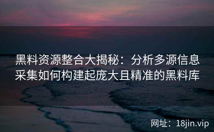 黑料资源整合大揭秘：分析多源信息采集如何构建起庞大且精准的黑料库