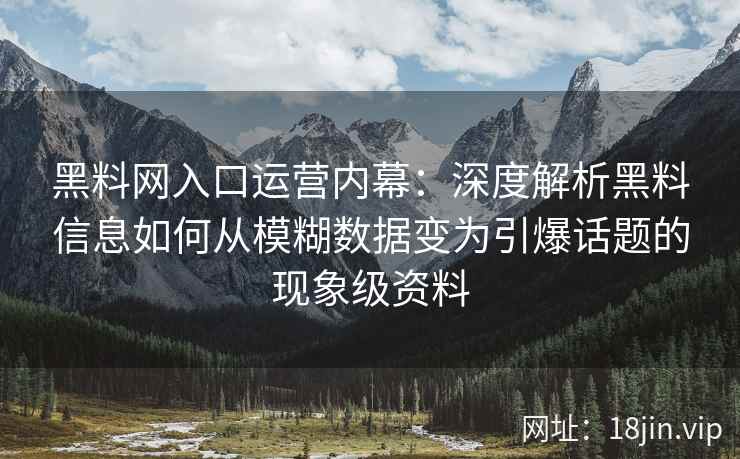 黑料网入口运营内幕：深度解析黑料信息如何从模糊数据变为引爆话题的现象级资料
